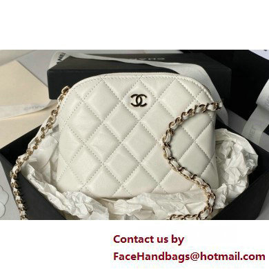 Chanel Lambskin & Gold-Tone Metal Clutch with Chain Bag AP4000 White 2025